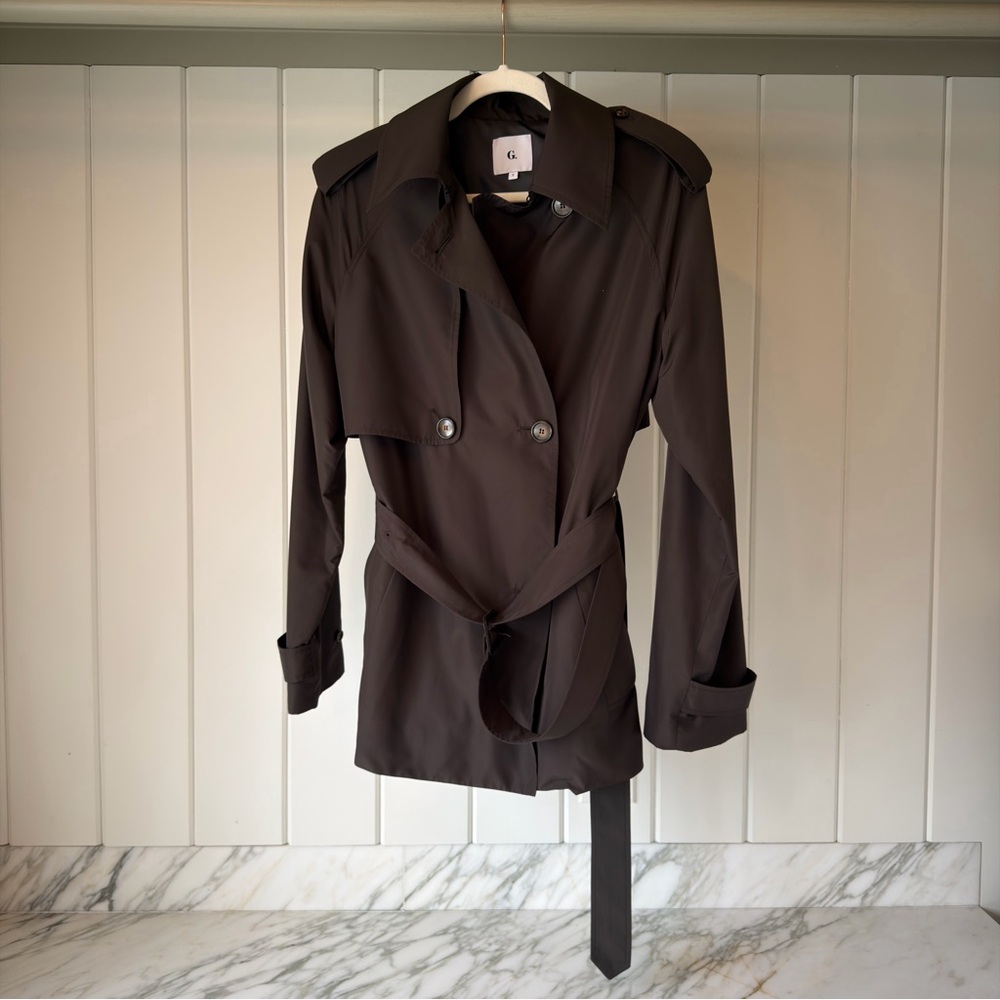 Women's Dark Brown Double-Breasted Trench Coat with Belt